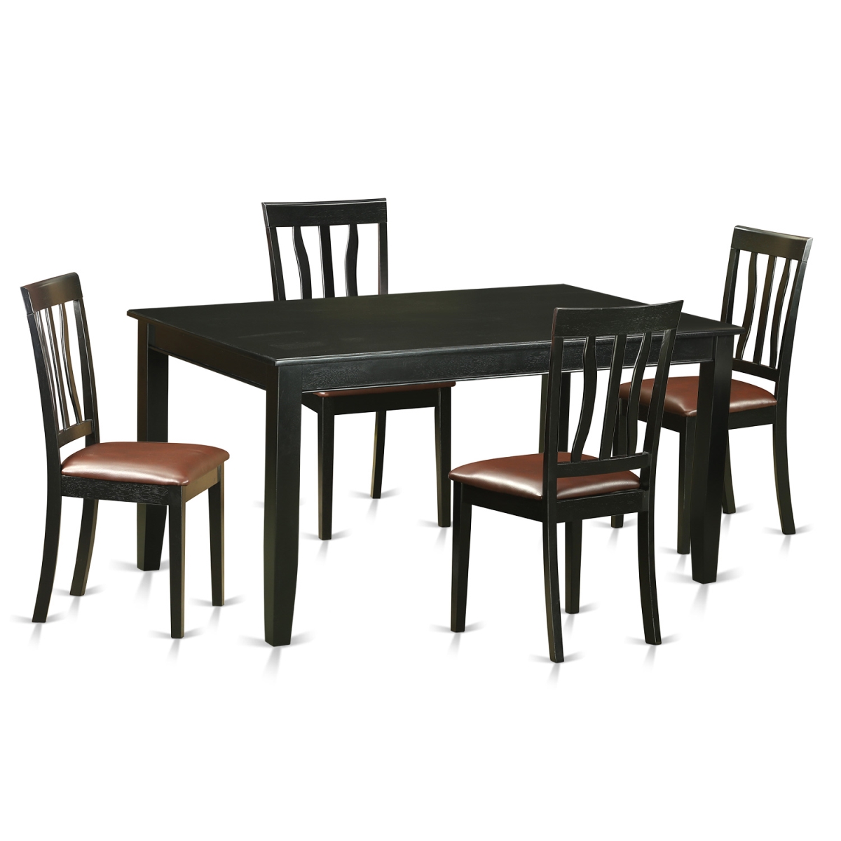 Duan5-blk-lc Dinette Set - Table & 4 Chairs, Black - 5 Piece