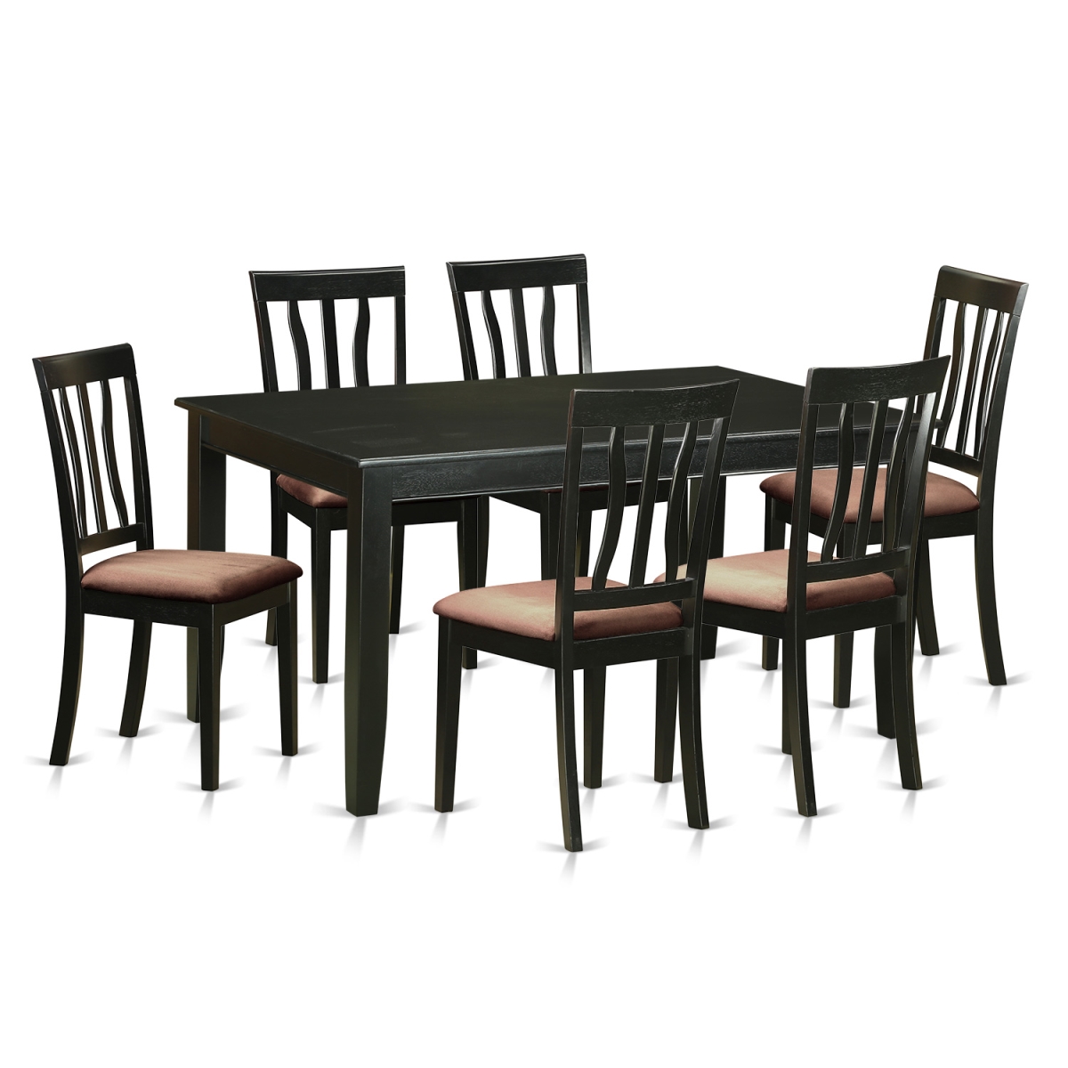 Dinette Set With 6 Table & 6 Chairs, Black - 7 Piece