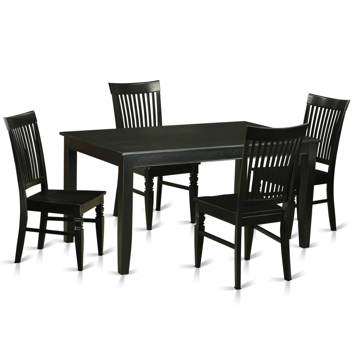 Duwe5-blk-w Dinette Table Set With 4 Kitchen Table & 4 Chairs, Black - 5 Piece
