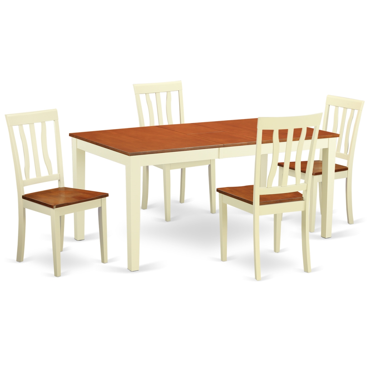Dinette Table Set - Table & 4 Chairs, Buttermilk & Cherry - 5 Piece