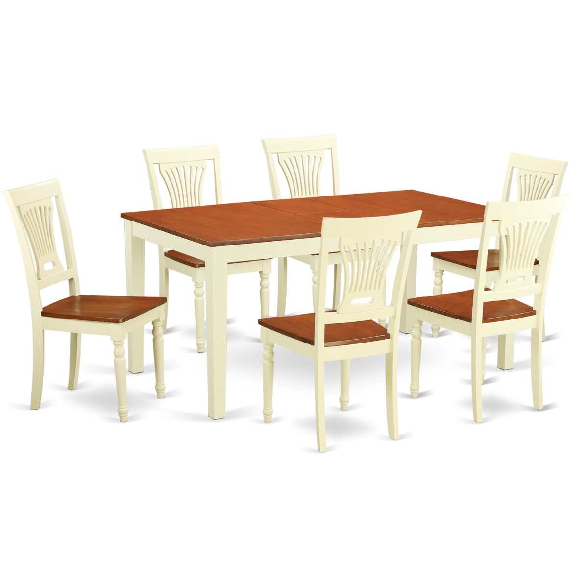 Kitchen Dinette Set - Table & 6 Chairs, Buttermilk & Cherry - 7 Piece