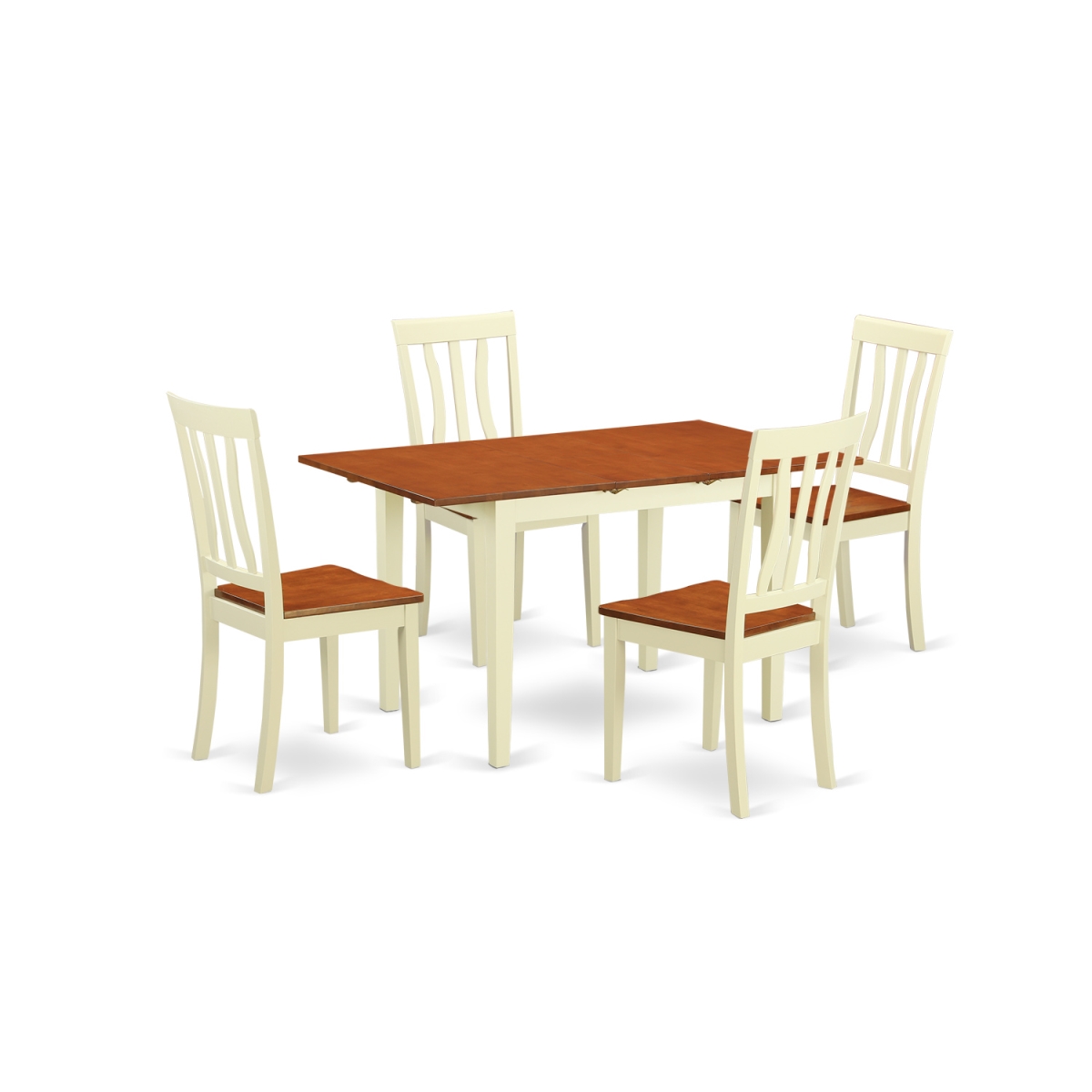 Kitchen Dinette Set - Table & 4 Chairs, Buttermilk & Cherry - 5 Piece