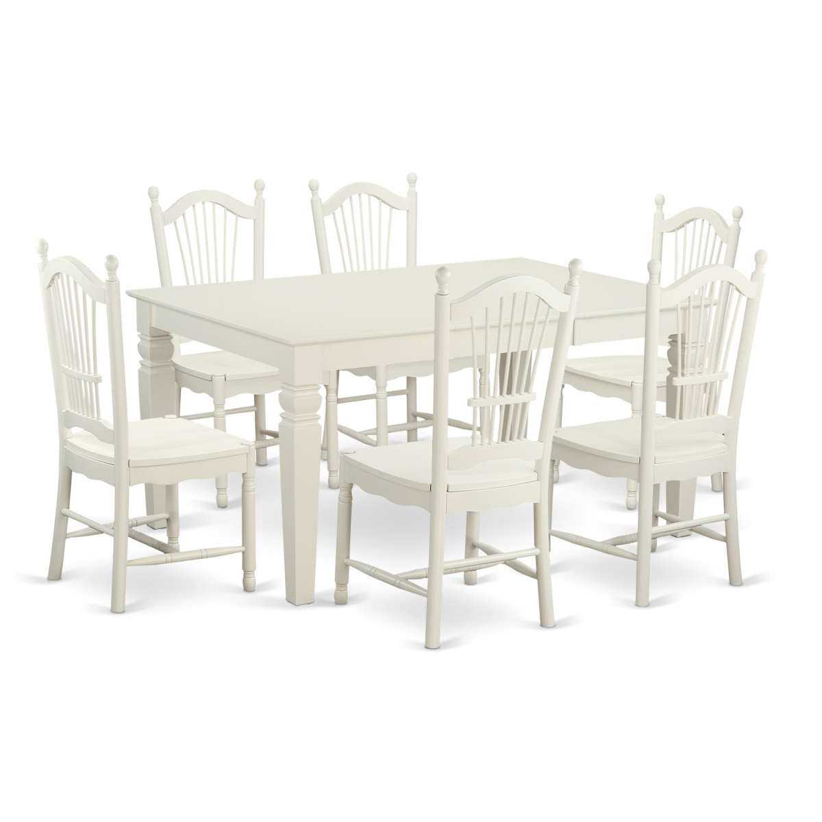 Dinette Table Set - Table & 6 Chairs, Linen White - 7 Piece