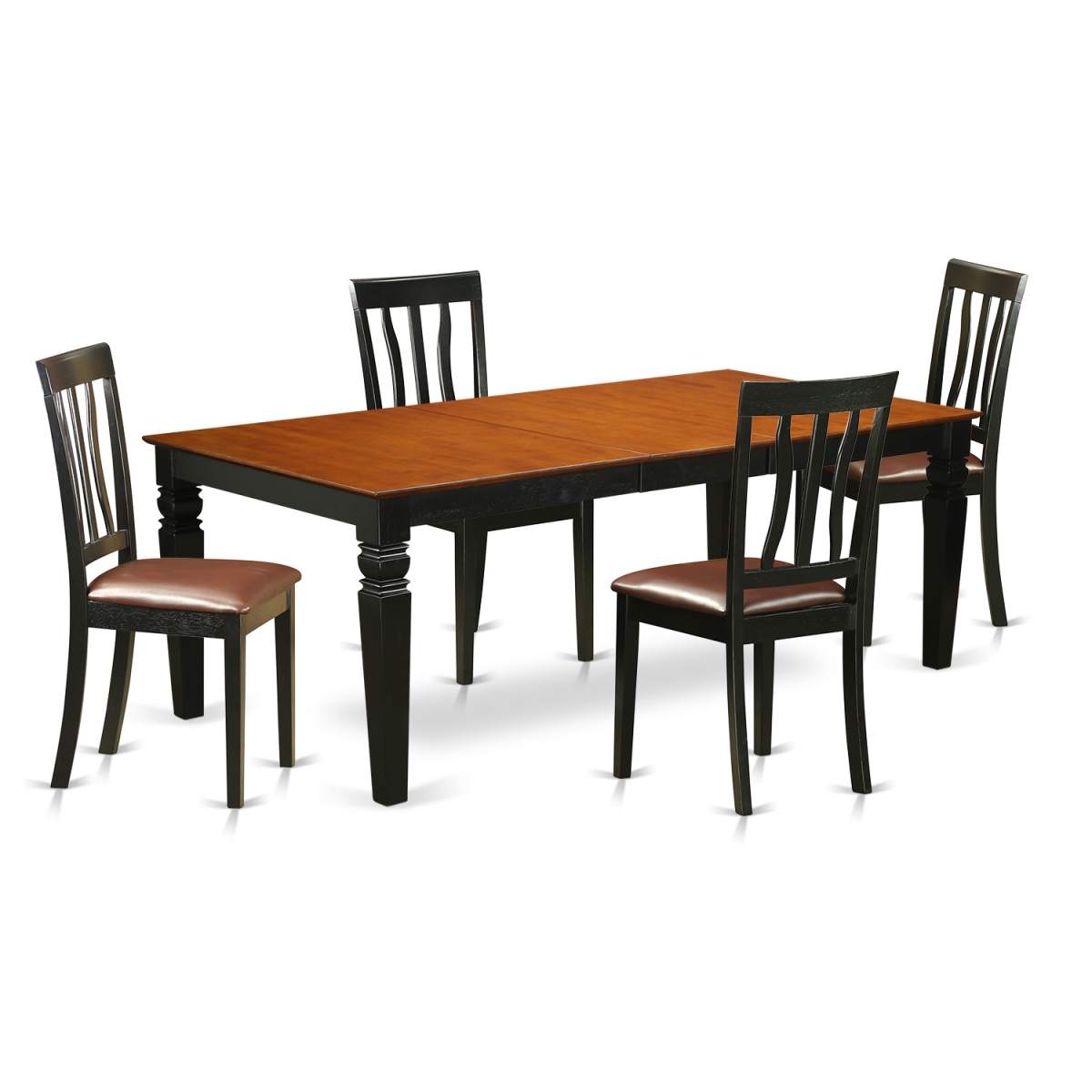 Lgan5-bch-lc Dinette Set With One Logan Table & 4 Chairs, Black & Cherry - 5 Piece