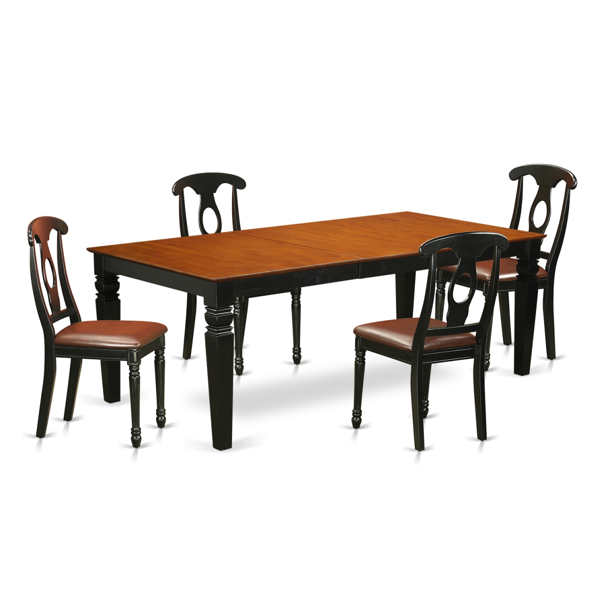 Kitchen Table Set with One Logan Dining Room Table & Four Chairs, Black & Cherry - 5 Piece