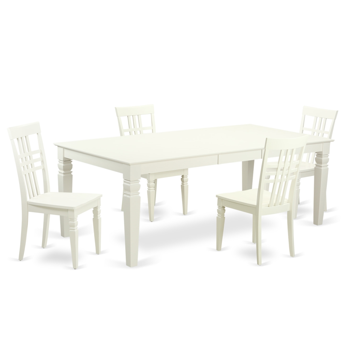 LGLG5-LWH-W Dining Room Table Set with One Logan Table & Four Chairs, Linen White - 5 Piece