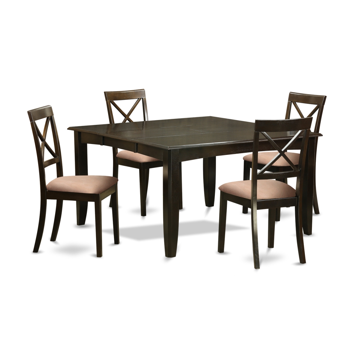 Dining Set - Square Dining Table with Leaf & 4 Chairs - 5 Piece