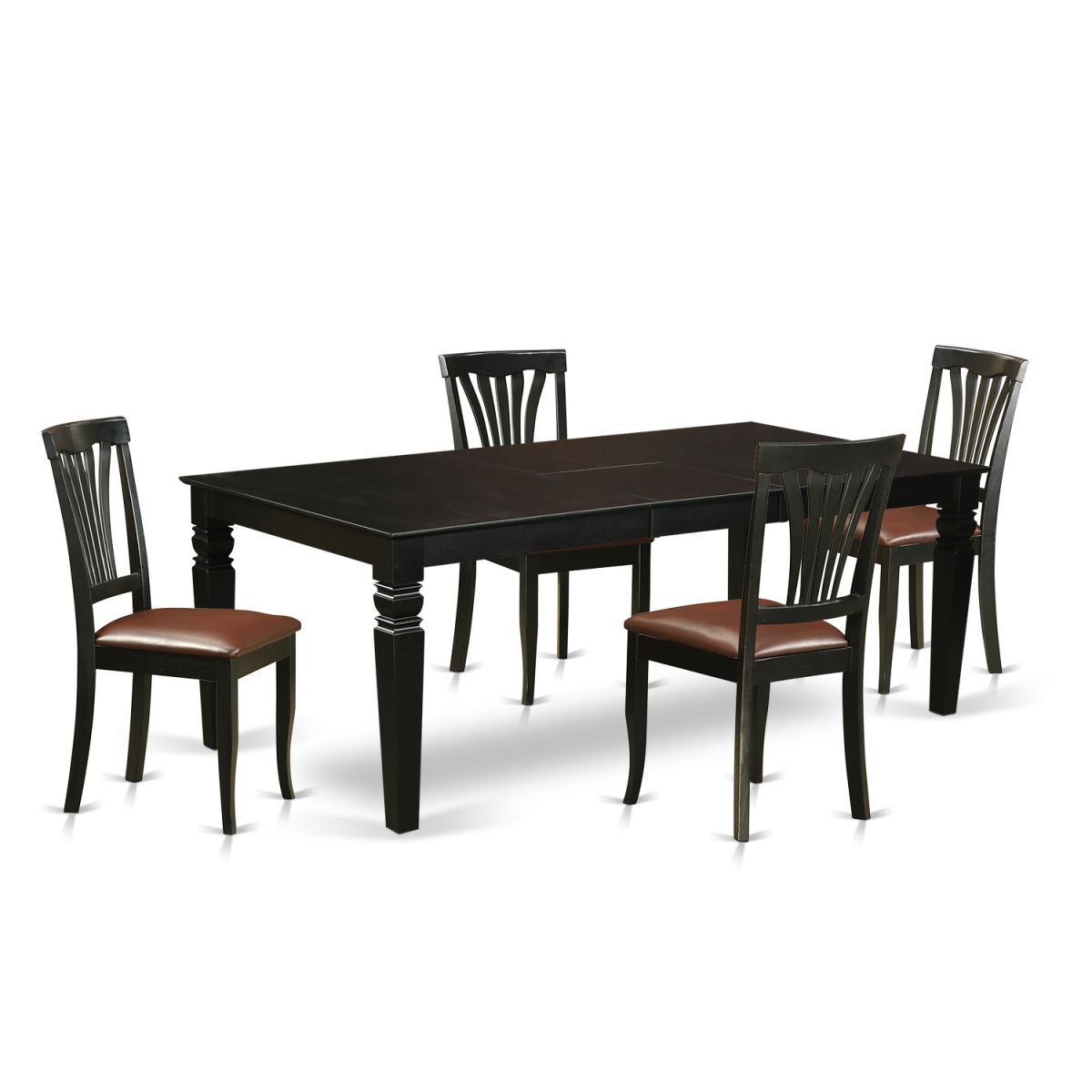 Dinette Set With A Single Logan Kitchen Table & Four Faux Leather Upholstery Seat Chairs, Luxurious Black - 5 Piece
