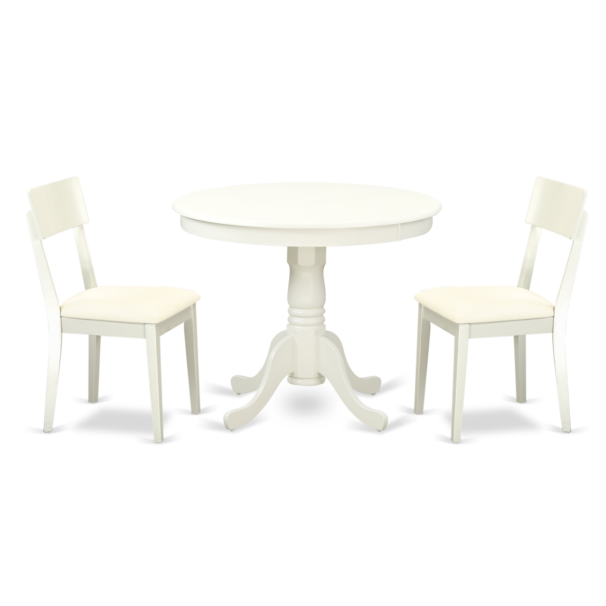 Anad3-lwh-lc 3 Piece Kitchen Table Set, Linen White