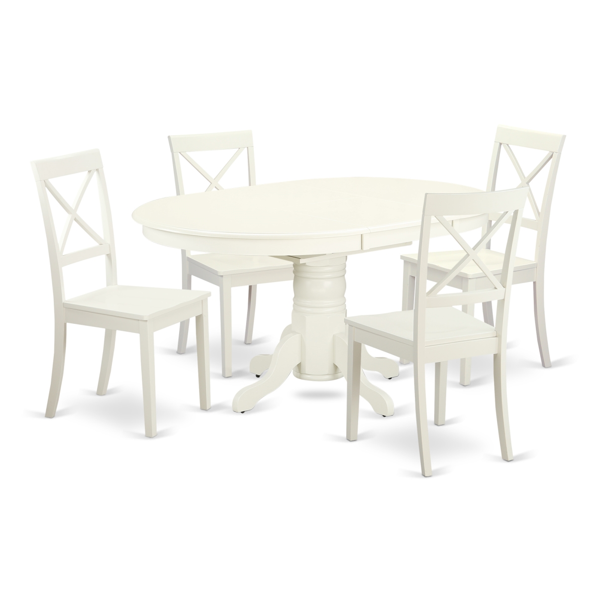 5 Piece Dining Set, Linen White