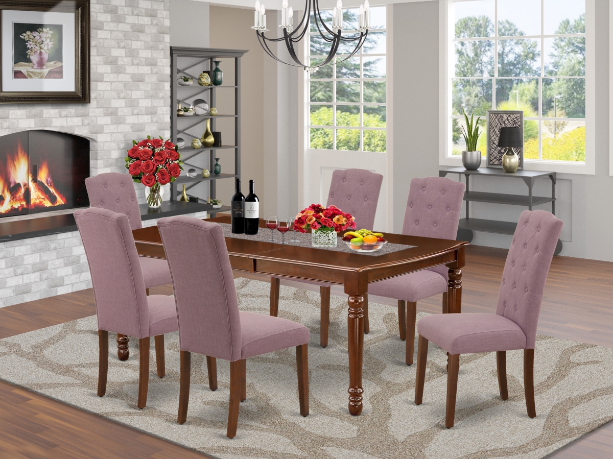 DOCE7-MAH-10 7 Piece Dover Dinette Set - Mahogany & Dahlia