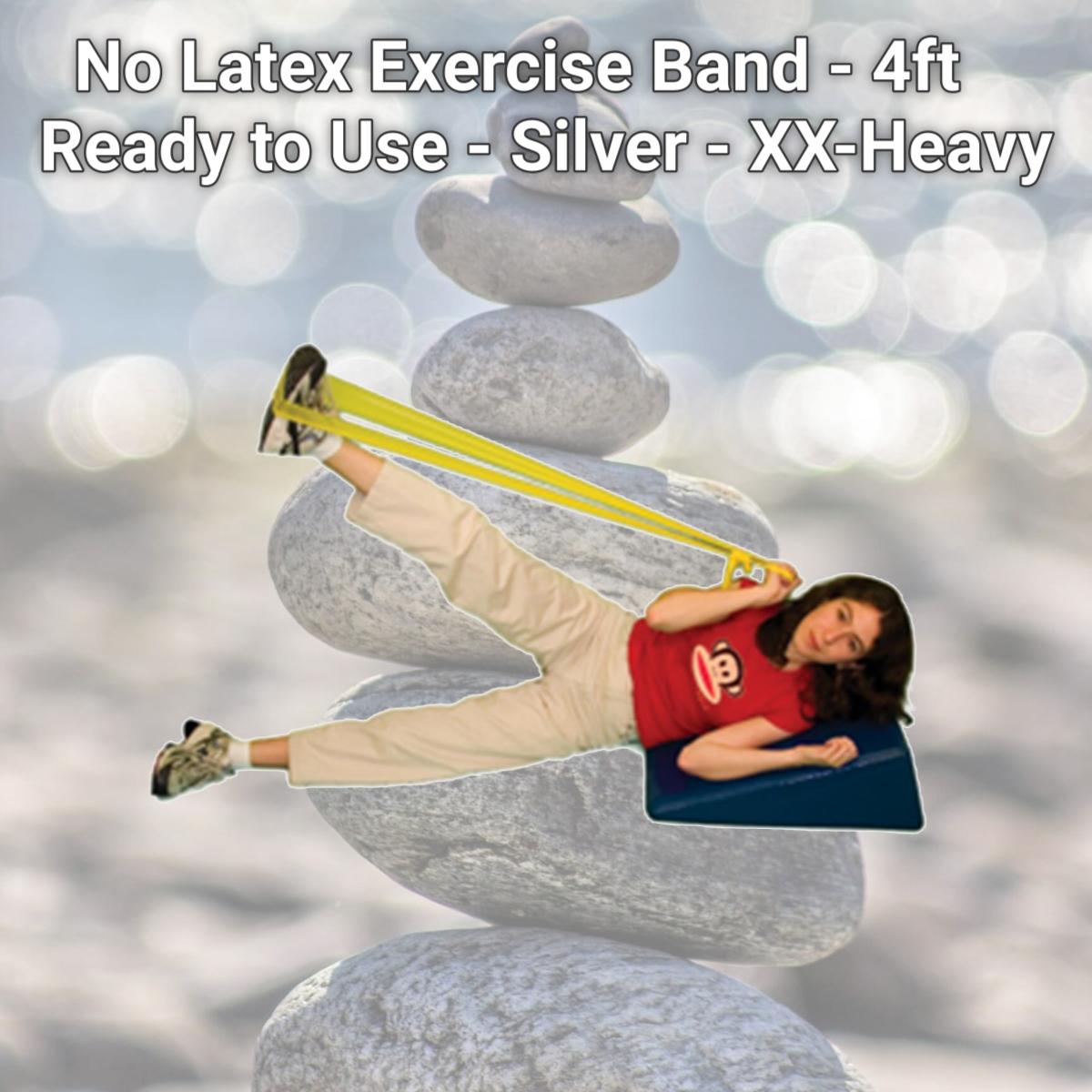 Picture of Cando 10-5606 No Latex Exercise Band - 4ft Ready to Use - Silver - XX-Heavy