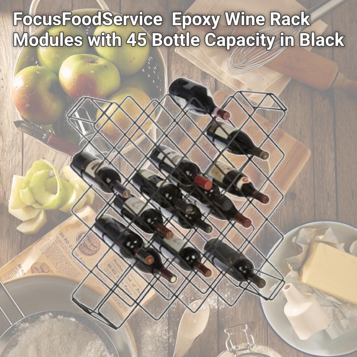 Picture of FocusFoodService FWBR45BK Epoxy Wine Rack Modules with 45 Bottle Capacity in Black