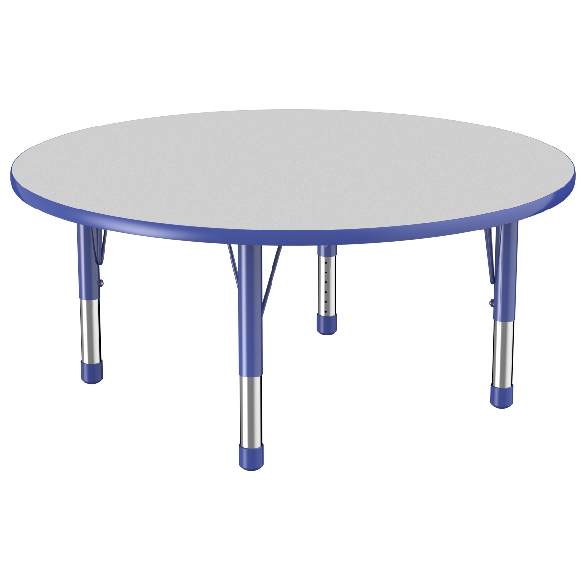 10045-gybl 48 In. Round T-mold Adjustable Activity Table With Chunky Leg - Grey & Blue