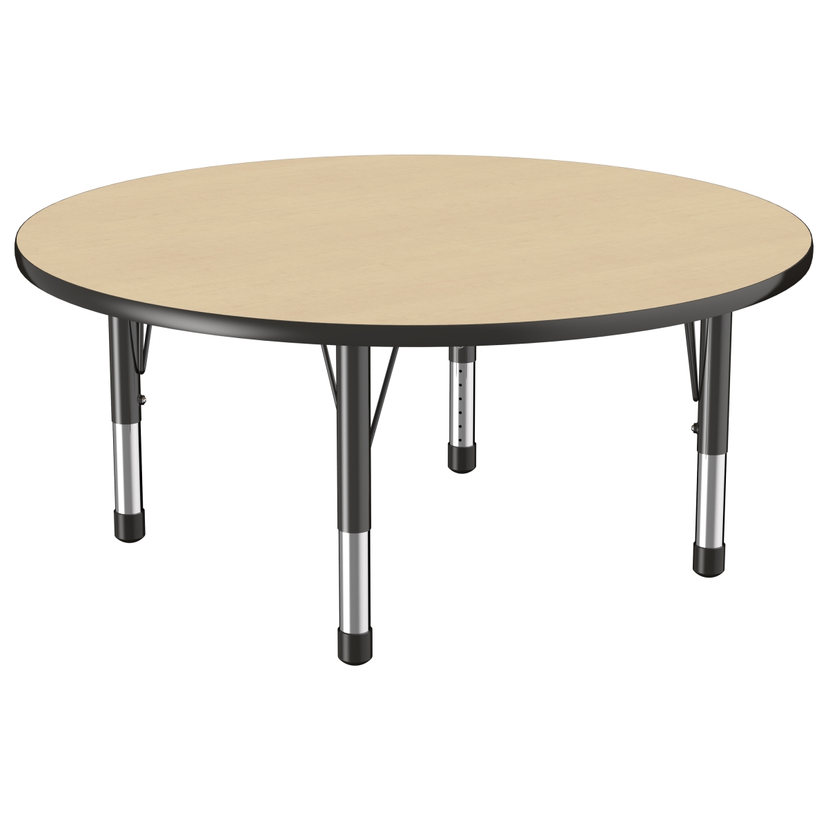 10045-mpbk 48 In. Round T-mold Adjustable Activity Table With Chunky Leg - Maple & Black