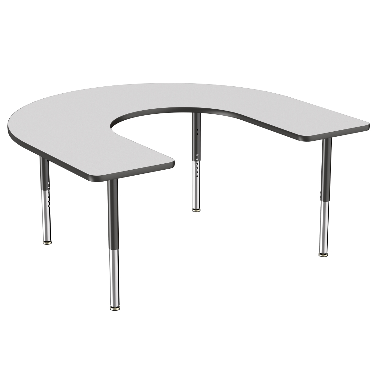 10096-gybk 60 X 66 In. Horseshoe T-mold Adjustable Activity Table With Super Leg - Grey & Black