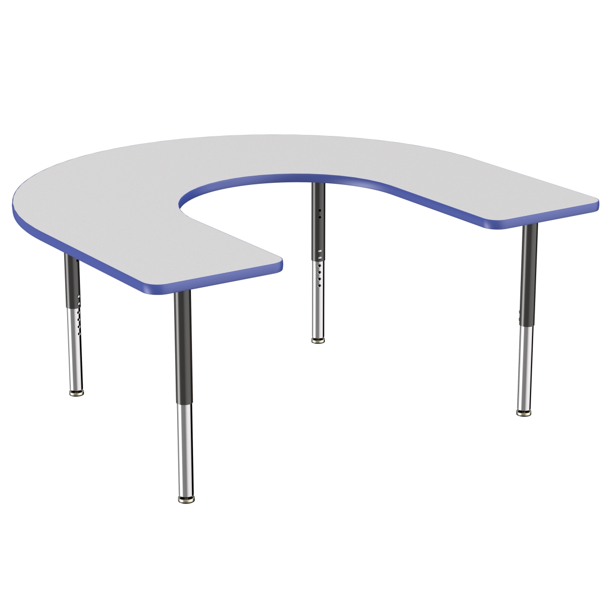 10096-gybl 60 X 66 In. Horseshoe T-mold Adjustable Activity Table With Super Leg - Grey & Blue