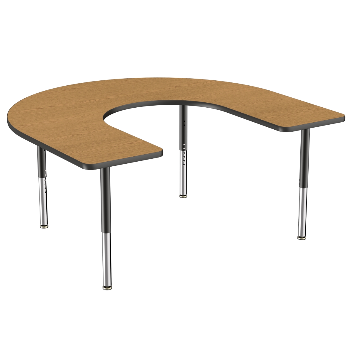 10096-okbk 60 X 66 In. Horseshoe T-mold Adjustable Activity Table With Super Leg - Oak & Black