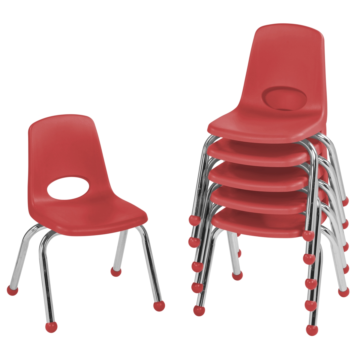 10359-rd 12 In. Stack Chair With Ball Glide - Red - Pack Of 6