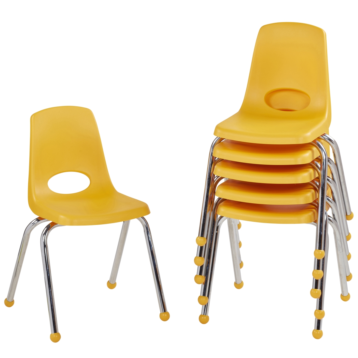 10367-ye 16 In. Stack Chair With Ball Glide - Yellow - Pack Of 6