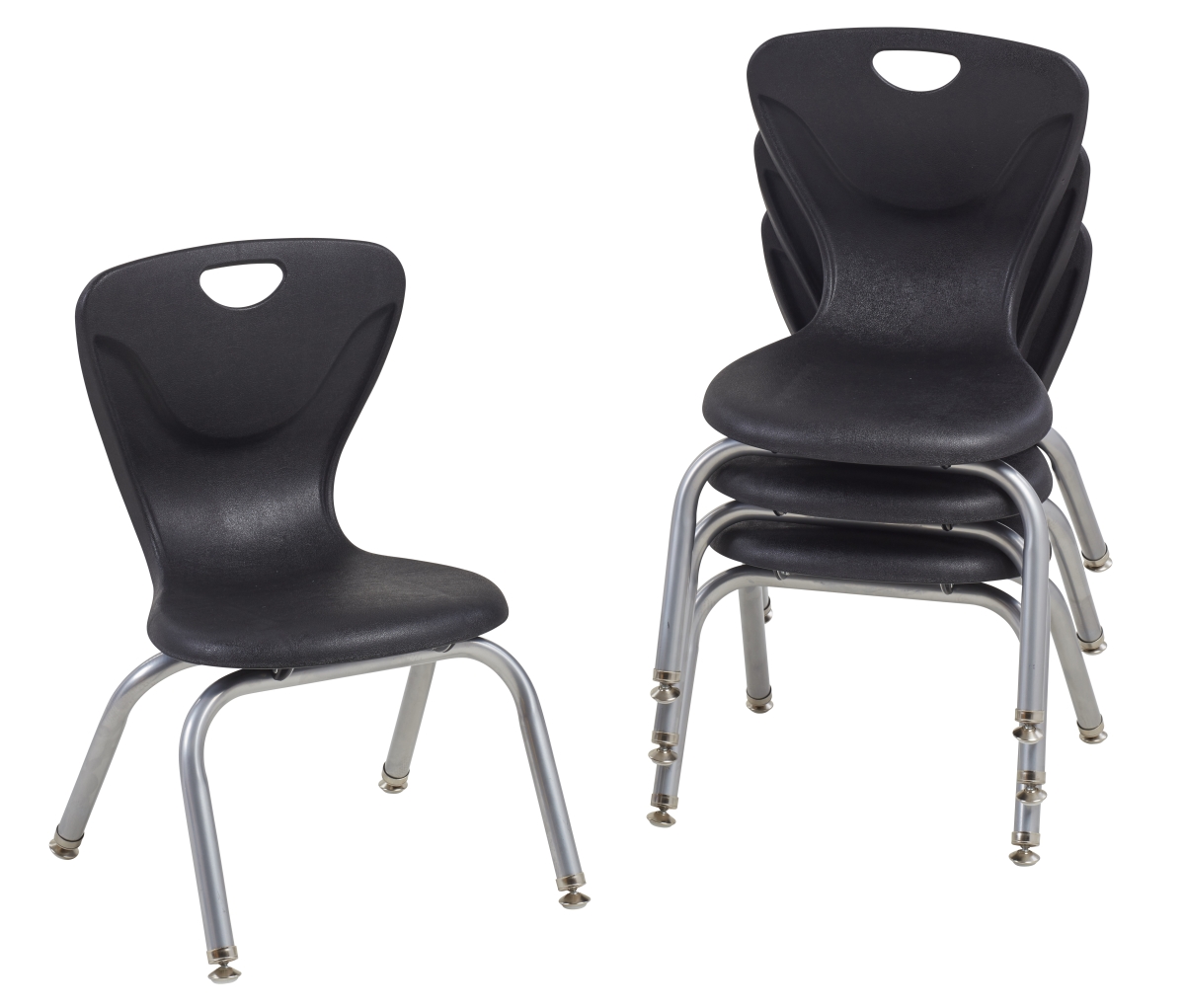 10373-bk 12 In. Contour Chair With Swivel Glide - Black - Pack Of 4