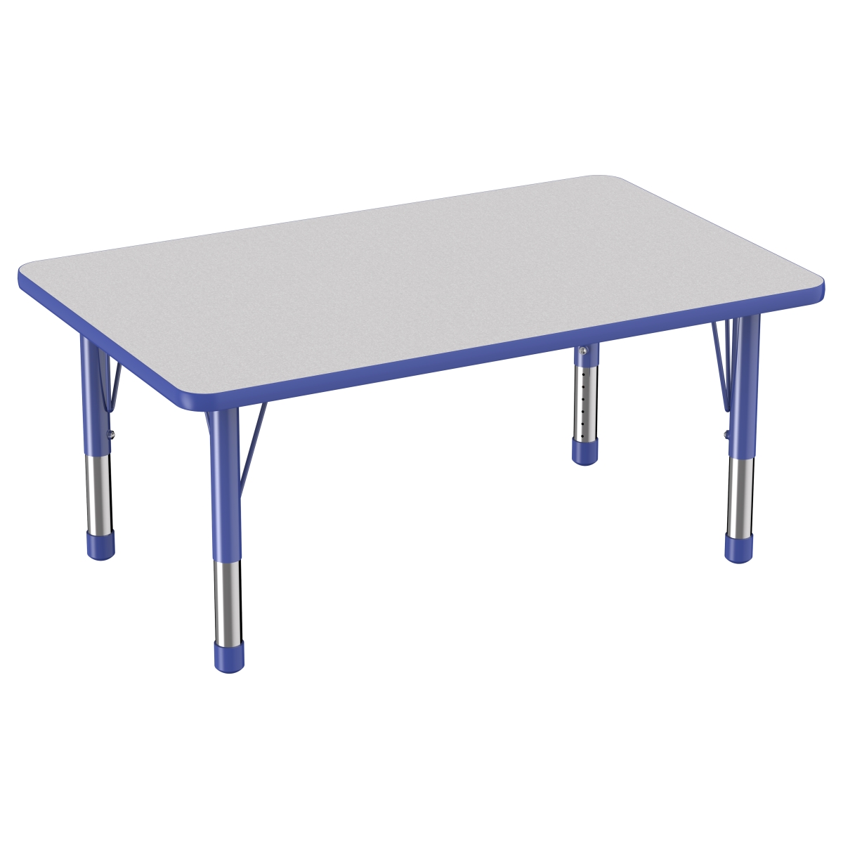 10021-gybl 30 X 48 In. Rectangle T-mold Adjustable Activity Table With Chunky Leg - Grey & Blue