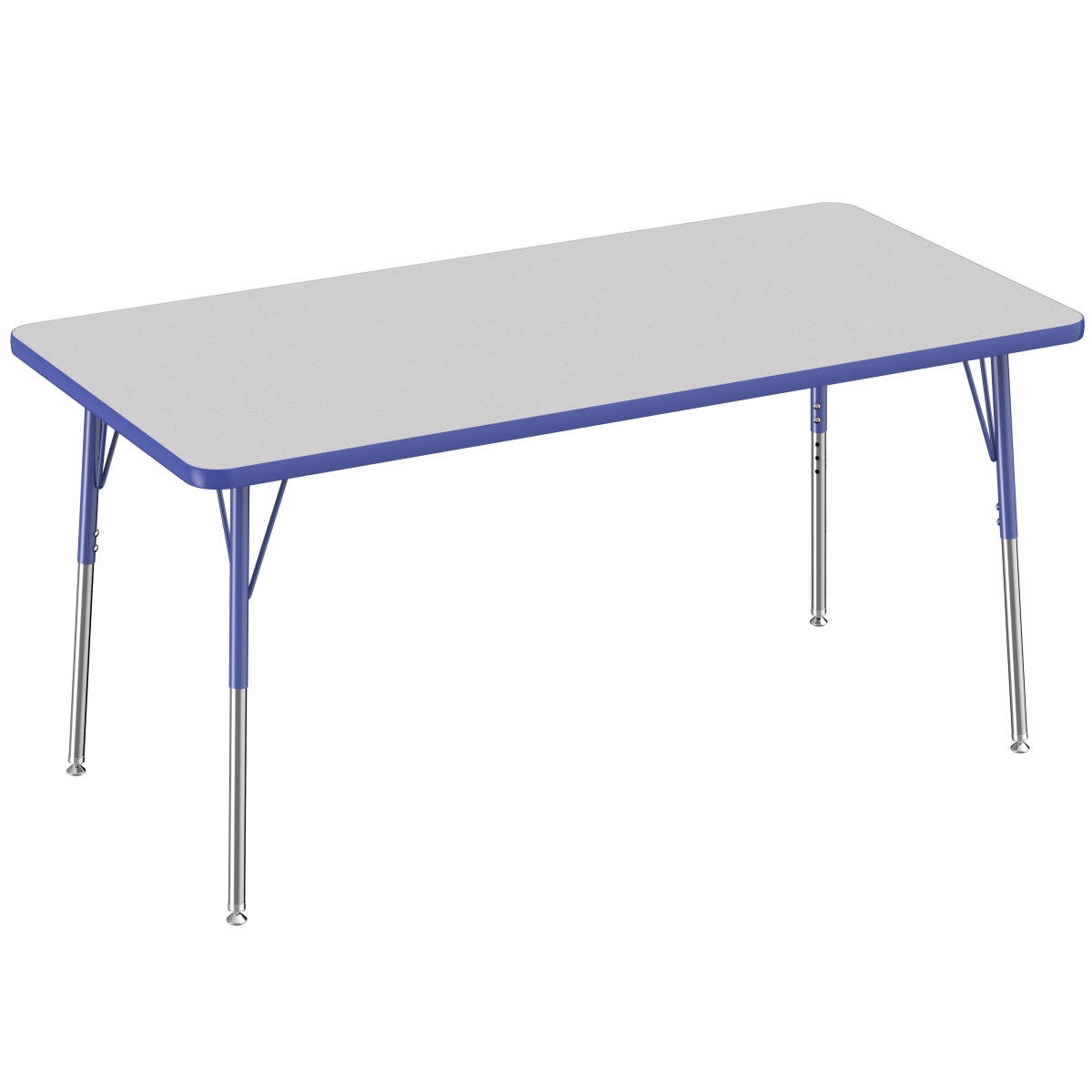 10023-gybl 30 X 60 In. Rectangle T-mold Adjustable Activity Table With Standard Swivel - Grey & Blue