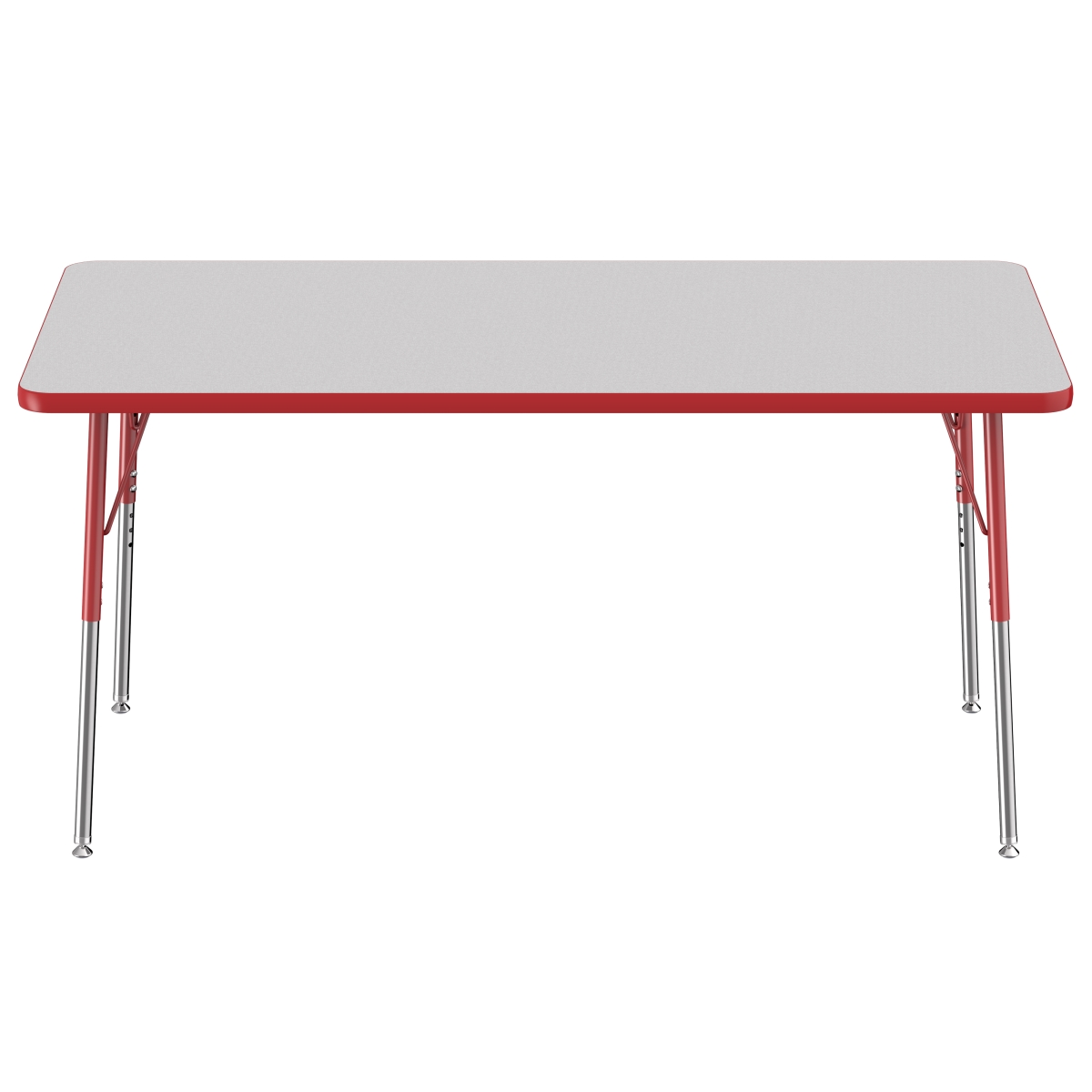 10023-gyrd 30 X 60 In. Rectangle T-mold Adjustable Activity Table With Standard Swivel - Grey & Red
