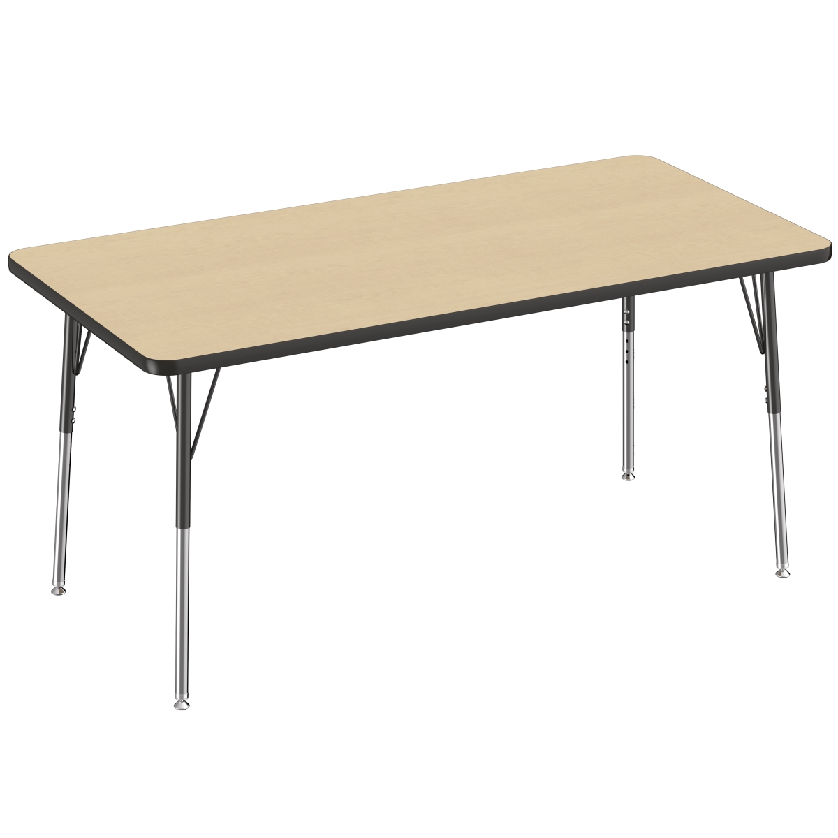 10023-mpbk 30 X 60 In. Rectangle T-mold Adjustable Activity Table With Standard Swivel - Maple & Black