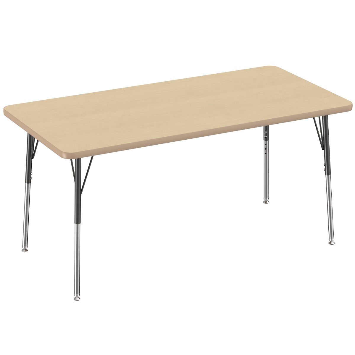 10023-mpmp 30 X 60 In. Rectangle T-mold Adjustable Activity Table With Standard Swivel - Maple