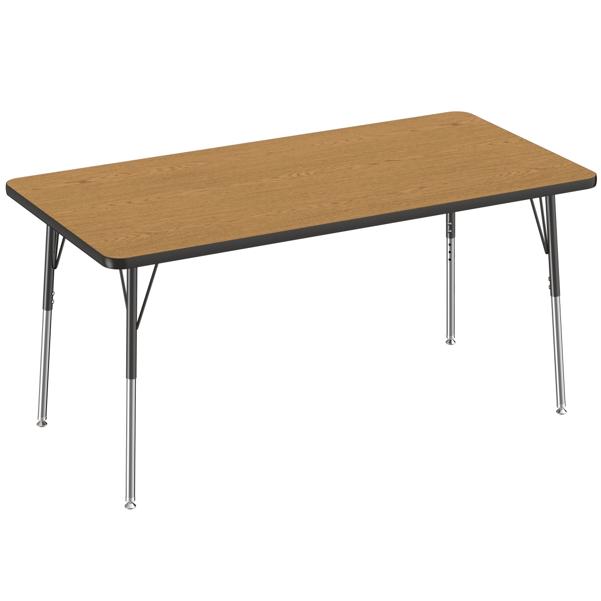 10023-okbk 30 X 60 In. Rectangle T-mold Adjustable Activity Table With Standard Swivel - Oak & Black