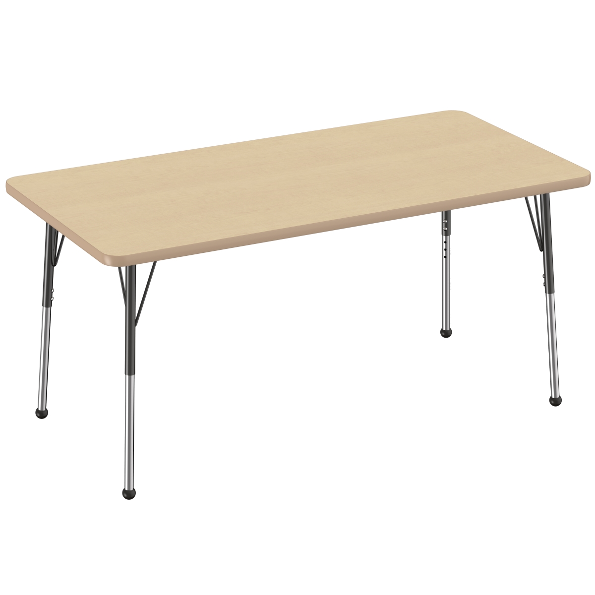 10024-mpmp 30 X 60 In. Rectangle T-mold Adjustable Activity Table With Standard Ball - Maple