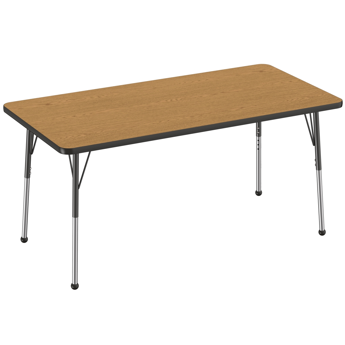 10024-okbk 30 X 60 In. Rectangle T-mold Adjustable Activity Table With Standard Ball - Oak & Black