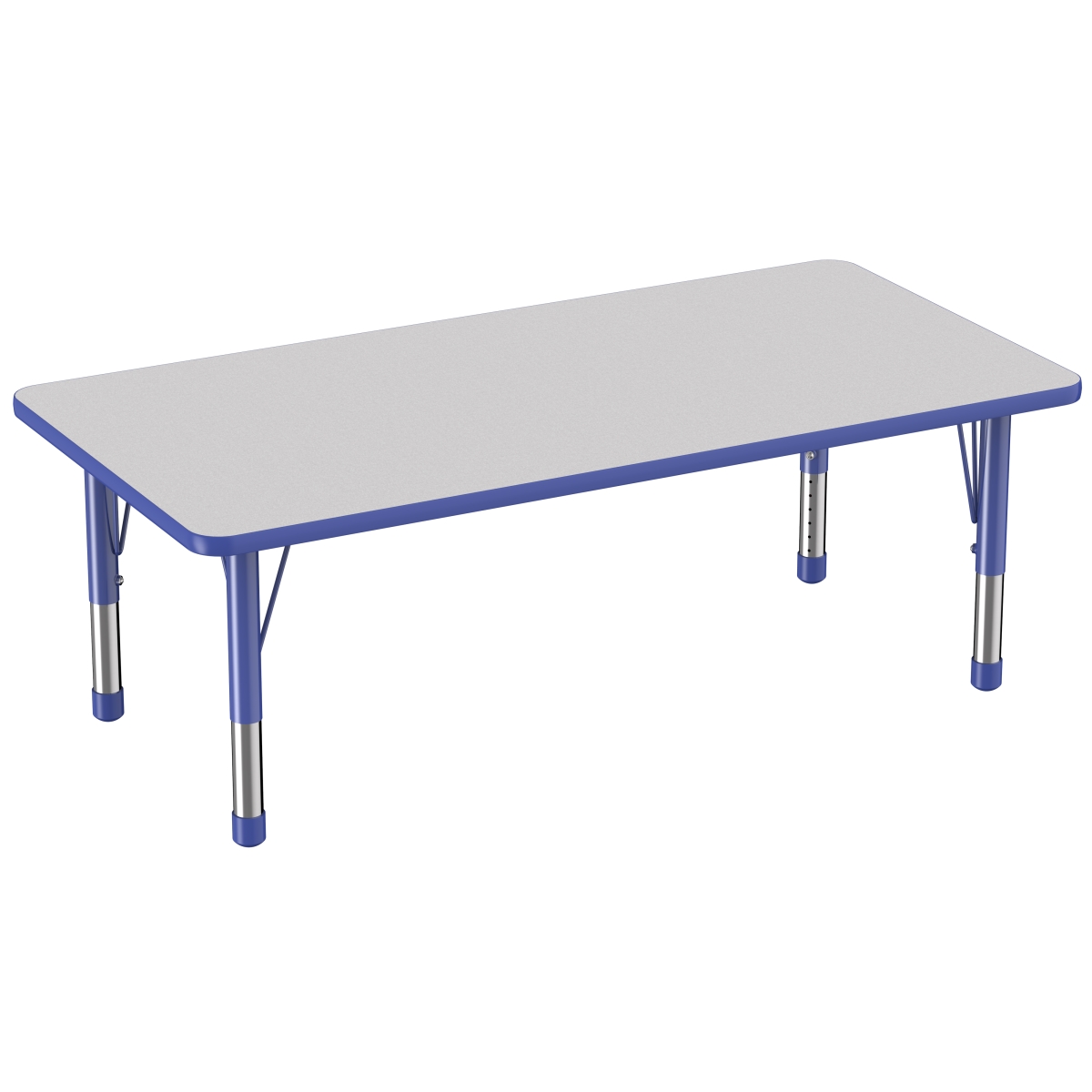 10025-gybl 30 X 60 In. Rectangle T-mold Adjustable Activity Table With Chunky Leg - Grey & Blue