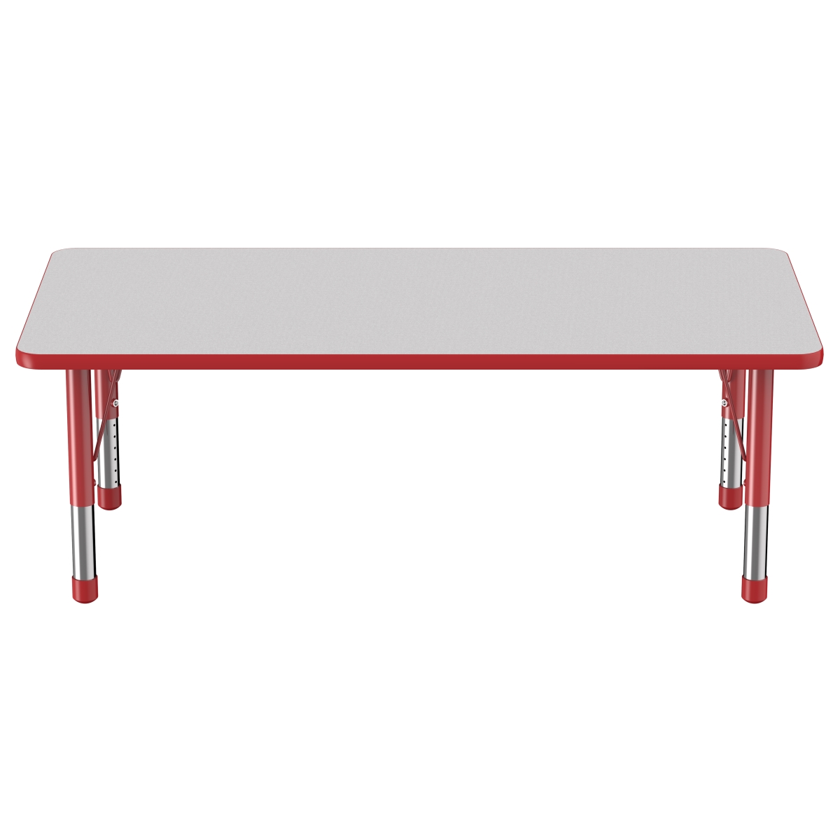 10025-gyrd 30 X 60 In. Rectangle T-mold Adjustable Activity Table With Chunky Leg - Grey & Red