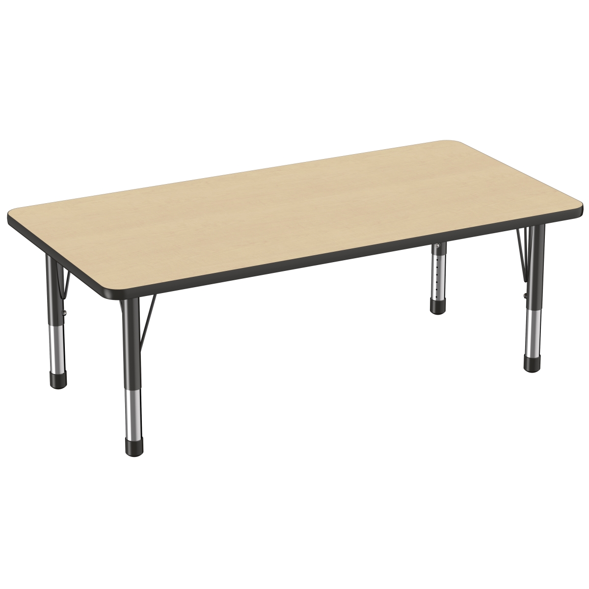 10025-mpbk 30 X 60 In. Rectangle T-mold Adjustable Activity Table With Chunky Leg - Maple & Black
