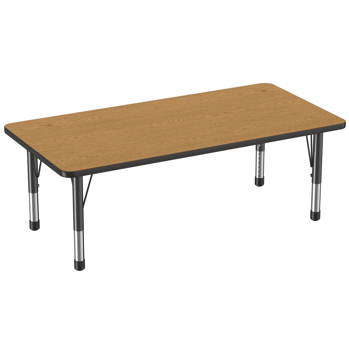 10025-okbk 30 X 60 In. Rectangle T-mold Adjustable Activity Table With Chunky Leg - Oak & Black