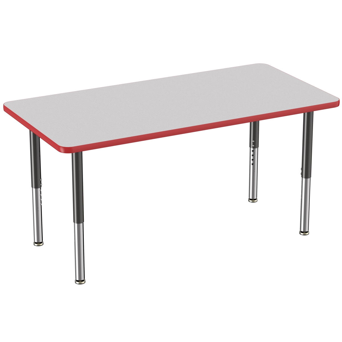 10026-gyrd 30 X 60 In. Rectangle T-mold Adjustable Activity Table With Super Leg - Grey & Red