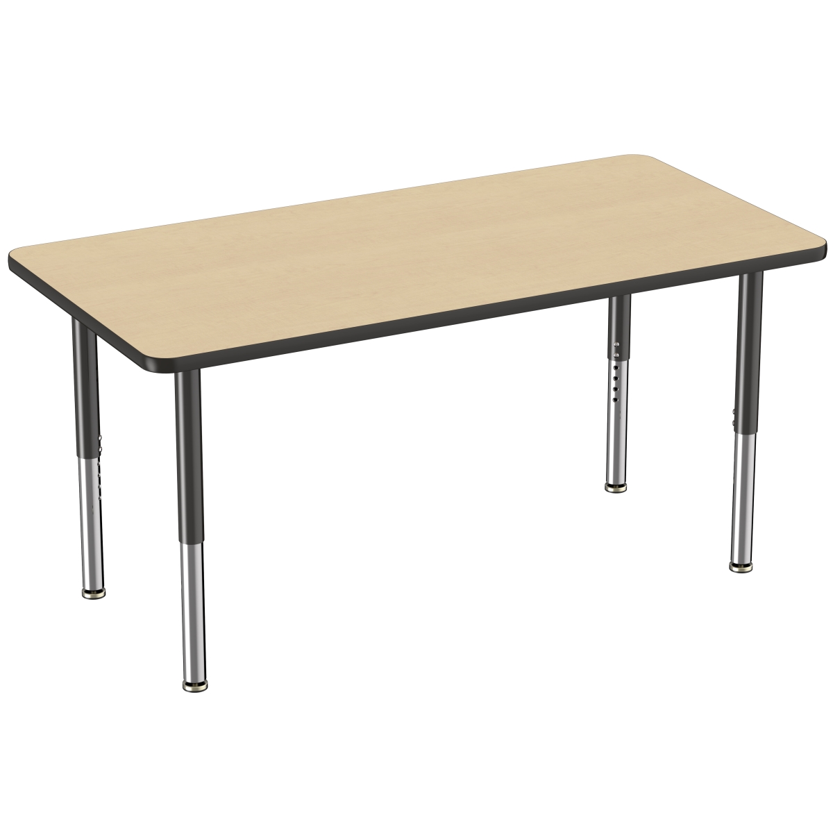 10026-mpbk 30 X 60 In. Rectangle T-mold Adjustable Activity Table With Super Leg - Maple & Black