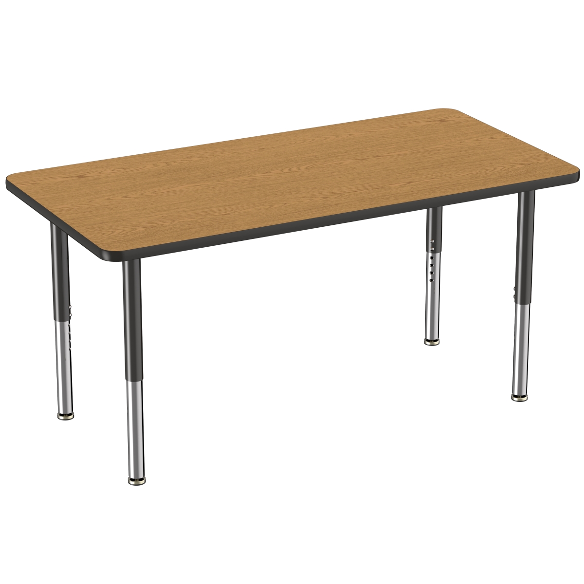 10026-okbk 30 X 60 In. Rectangle T-mold Adjustable Activity Table With Super Leg - Oak & Black