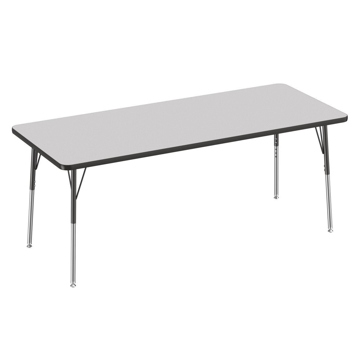 10027-gybk 30 X 72 In. Rectangle T-mold Adjustable Activity Table With Standard Swivel - Grey & Black