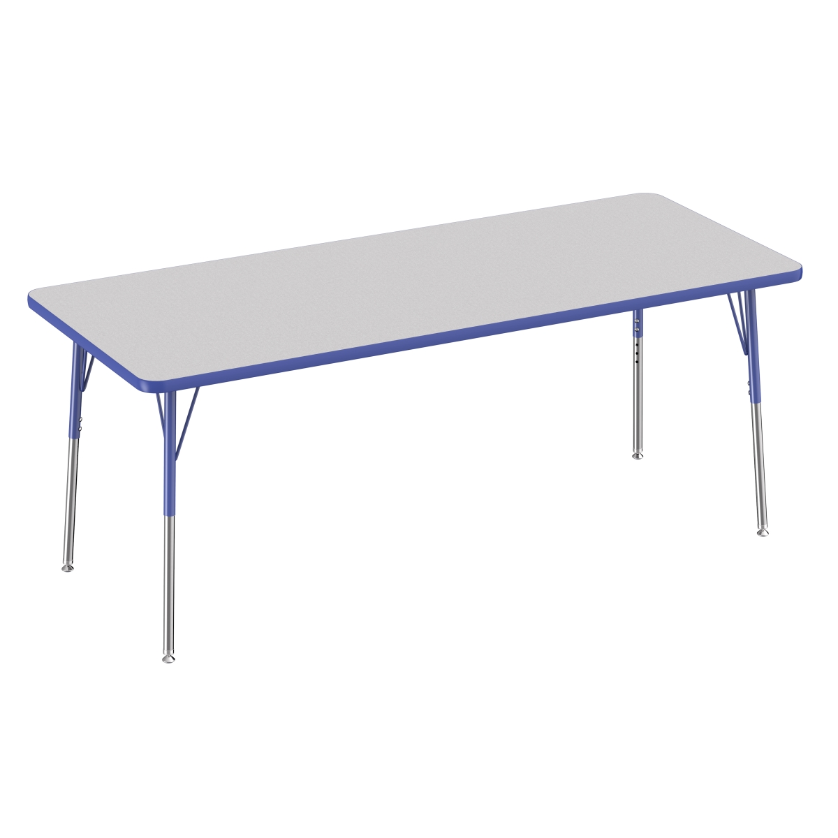 10027-gybl 30 X 72 In. Rectangle T-mold Adjustable Activity Table With Standard Swivel - Grey & Blue