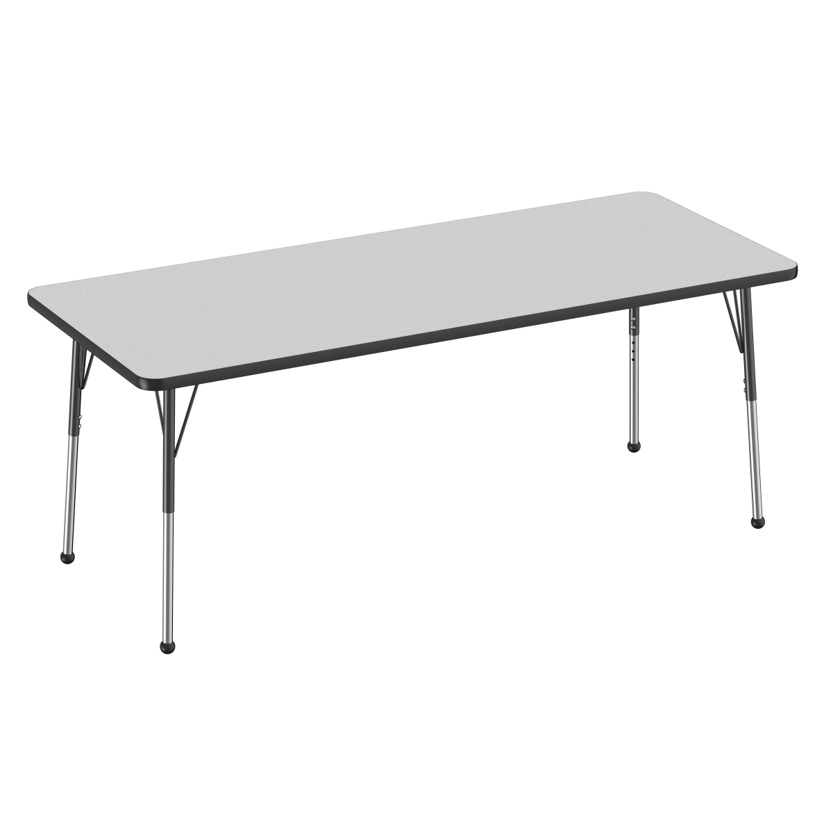 10028-gybk 30 X 72 In. Rectangle T-mold Adjustable Activity Table With Standard Ball - Grey & Black