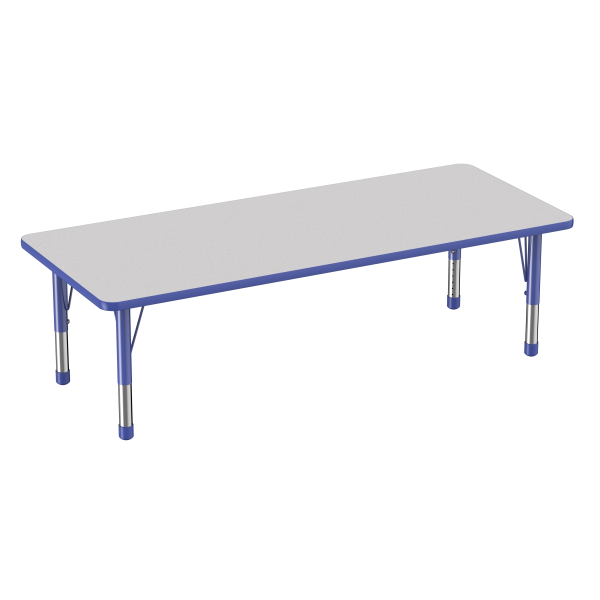 10029-gybl 30 X 72 In. Rectangle T-mold Adjustable Activity Table With Chunky Leg - Grey & Blue