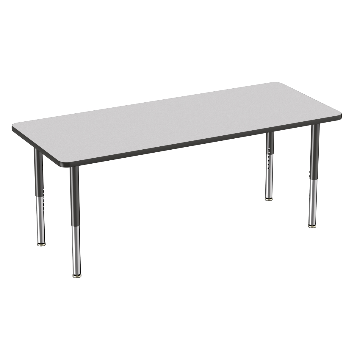 10030-gybk 30 X 72 In. Rectangle T-mold Adjustable Activity Table With Super Leg - Grey & Black