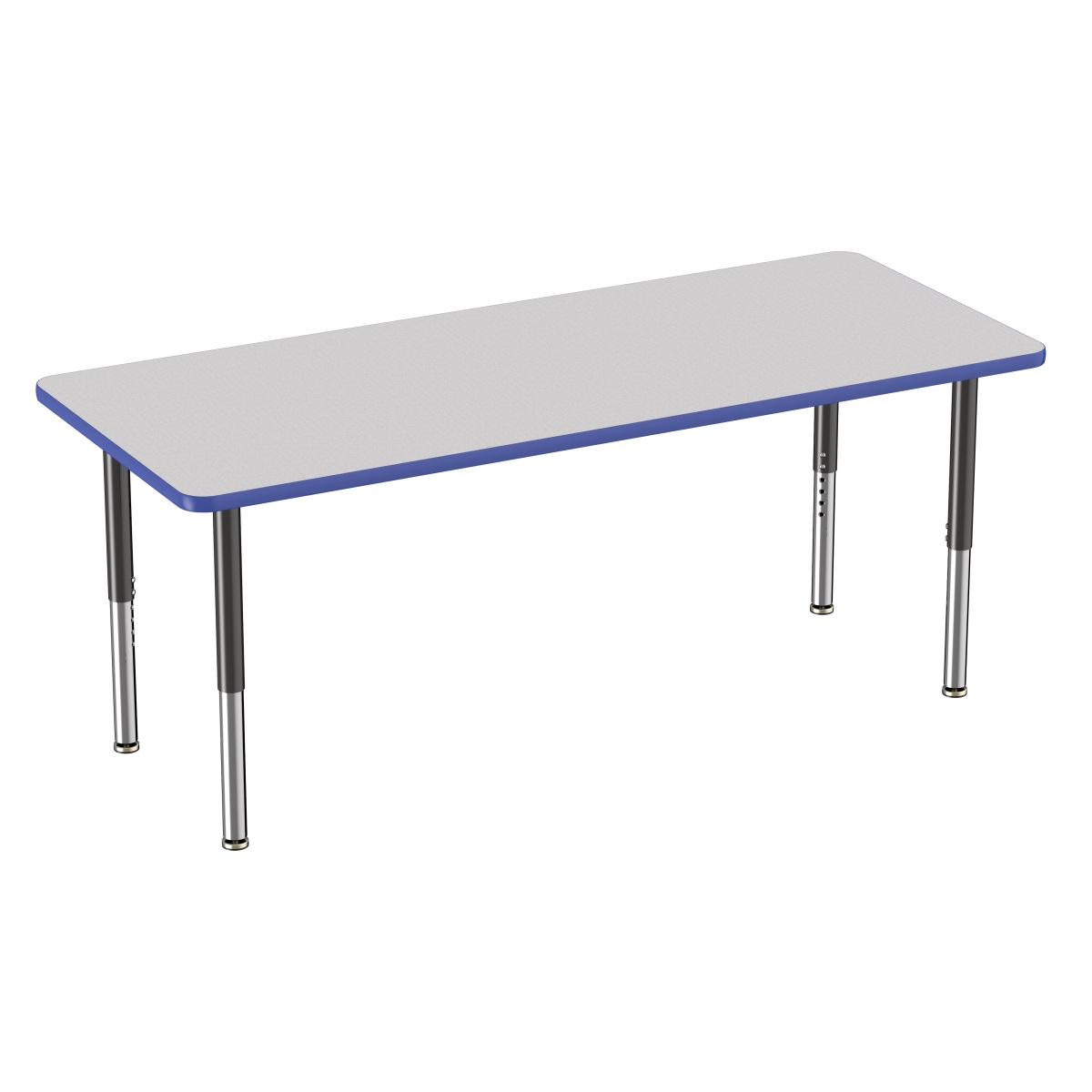 10030-gybl 30 X 72 In. Rectangle T-mold Adjustable Activity Table With Super Leg - Grey & Blue