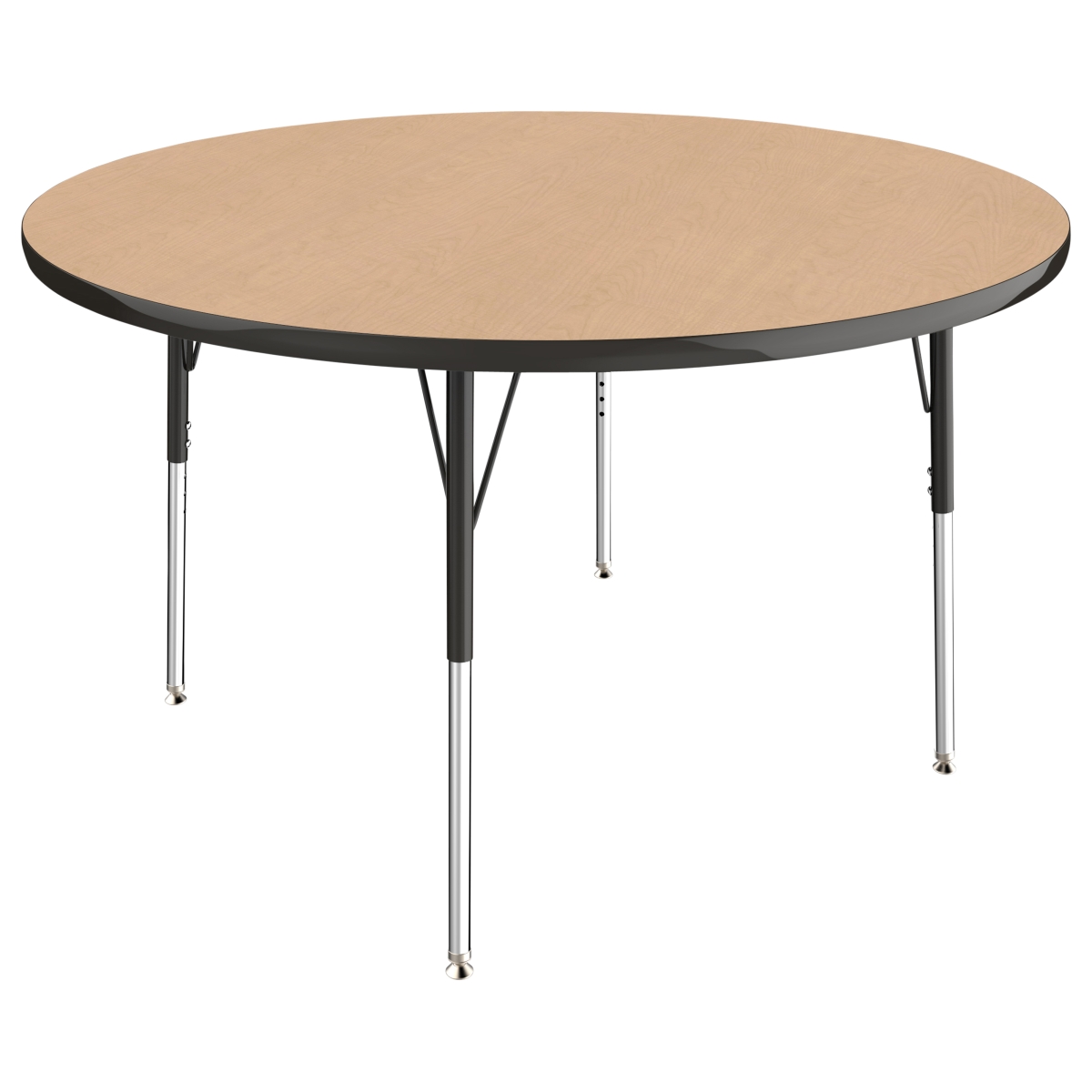 10043-mpbk 48 In. Round T-mold Adjustable Activity Table With Standard Swivel - Maple & Black