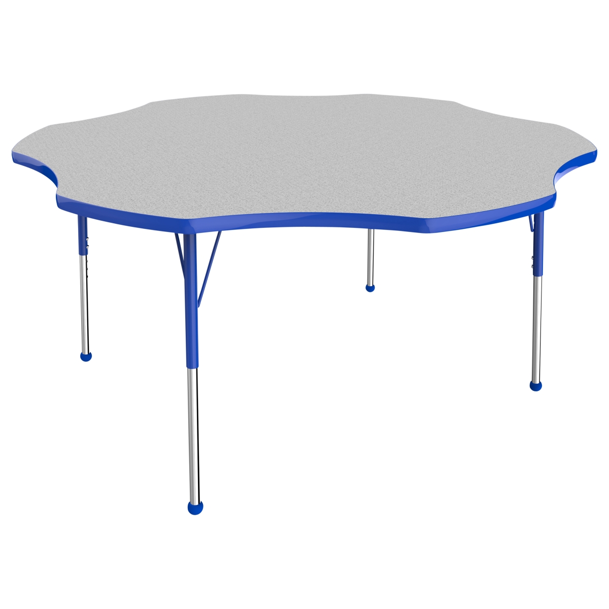 10090-gybl 60 In. Flower T-mold Adjustable Activity Table With Standard Ball - Grey & Blue