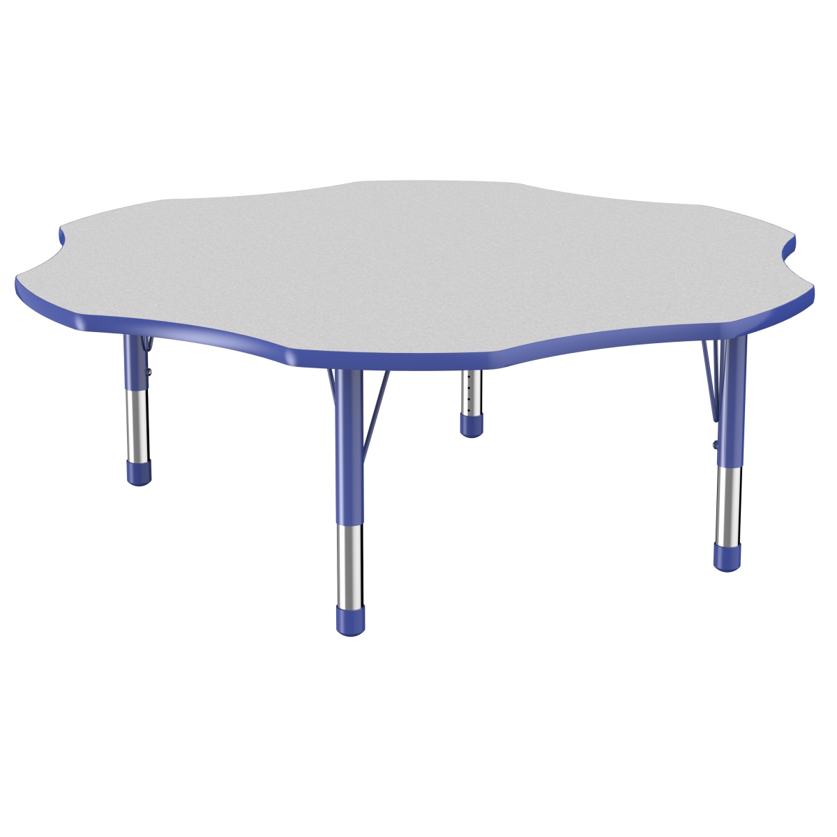 10091-gybl 60 In. Flower T-mold Adjustable Activity Table With Chunky Leg - Grey & Blue