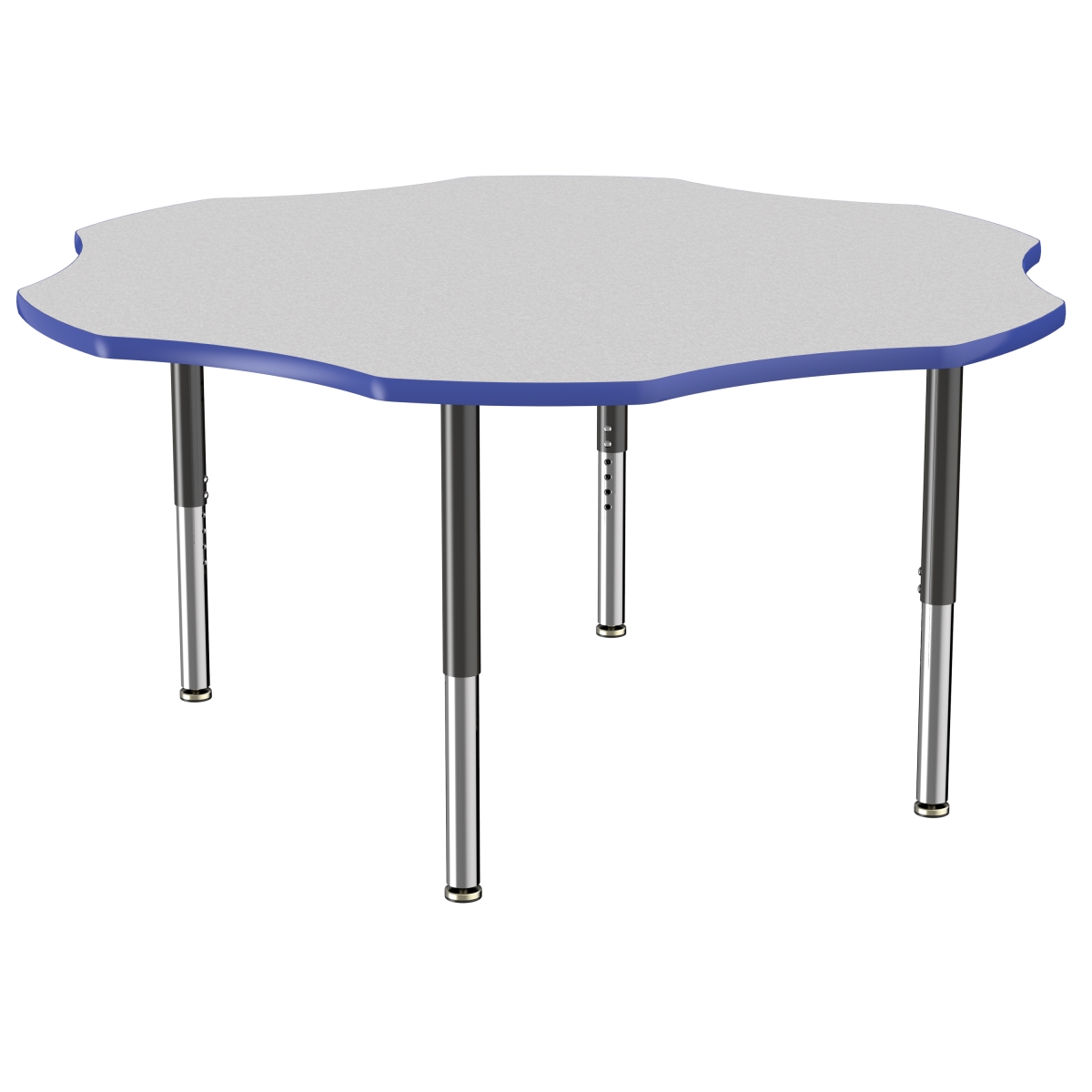 10092-gybl 60 In. Flower T-mold Adjustable Activity Table With Super Leg - Grey & Blue
